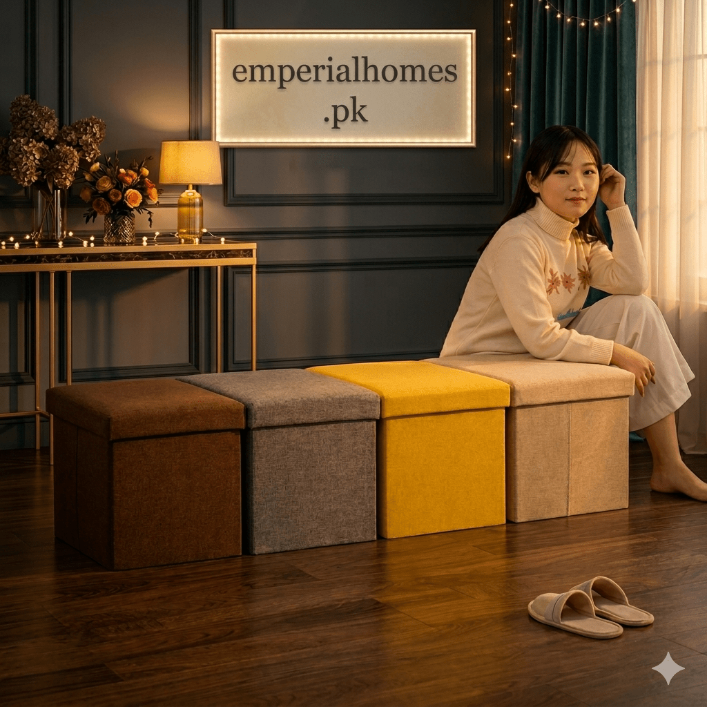 Foldable Storage Ottoman Stool - Multipurpose Seating Box