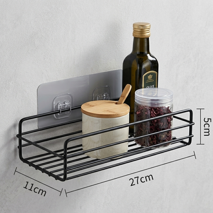 Premium Self-Adhesive Wall Mount Storage Organizer – Punch-Free Metal Rack for Bathroom & Kitchen