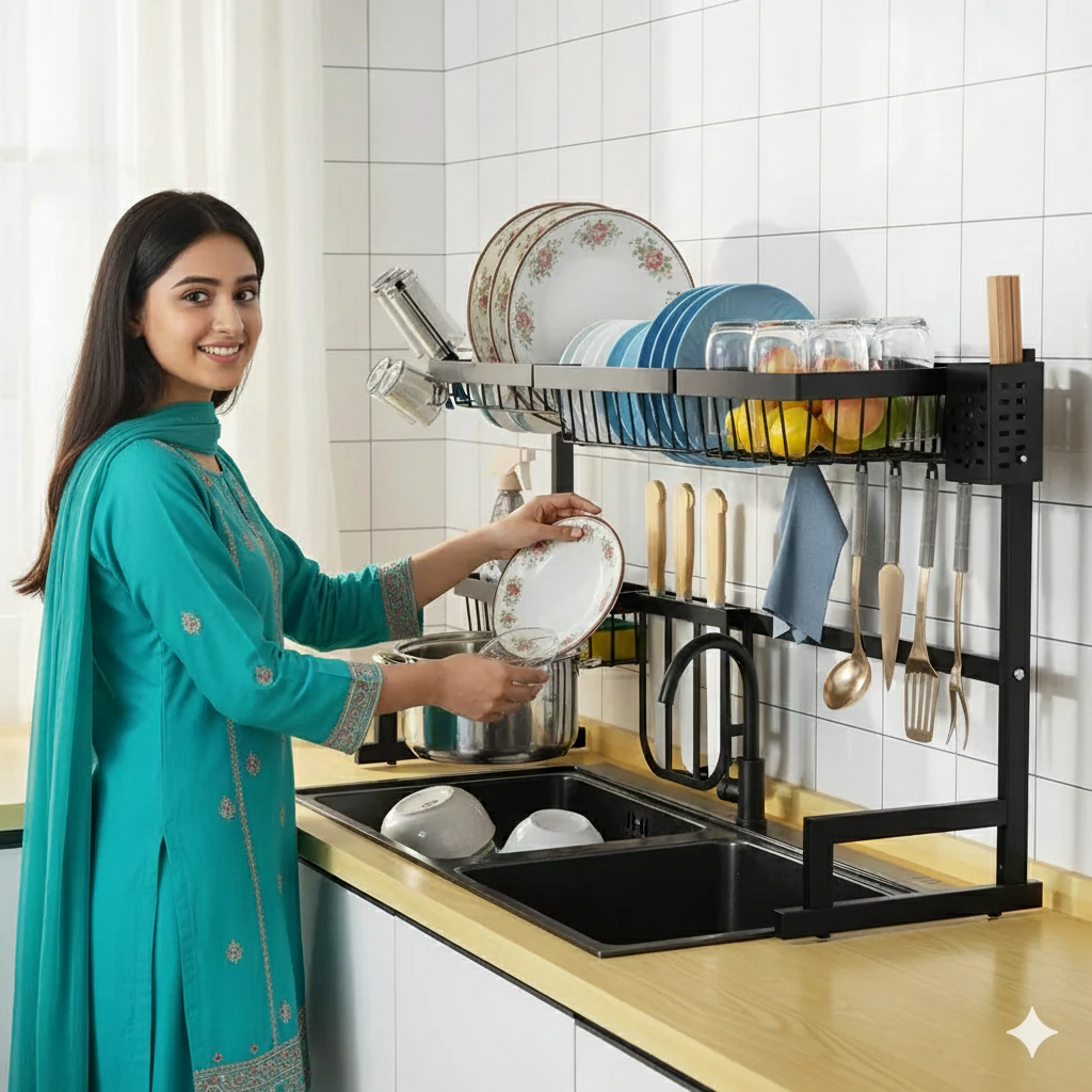 Kitchen Stainless Steel Sink Drain Rack, Rust-Resistant– Organize & Dry Dishes Effortlessly