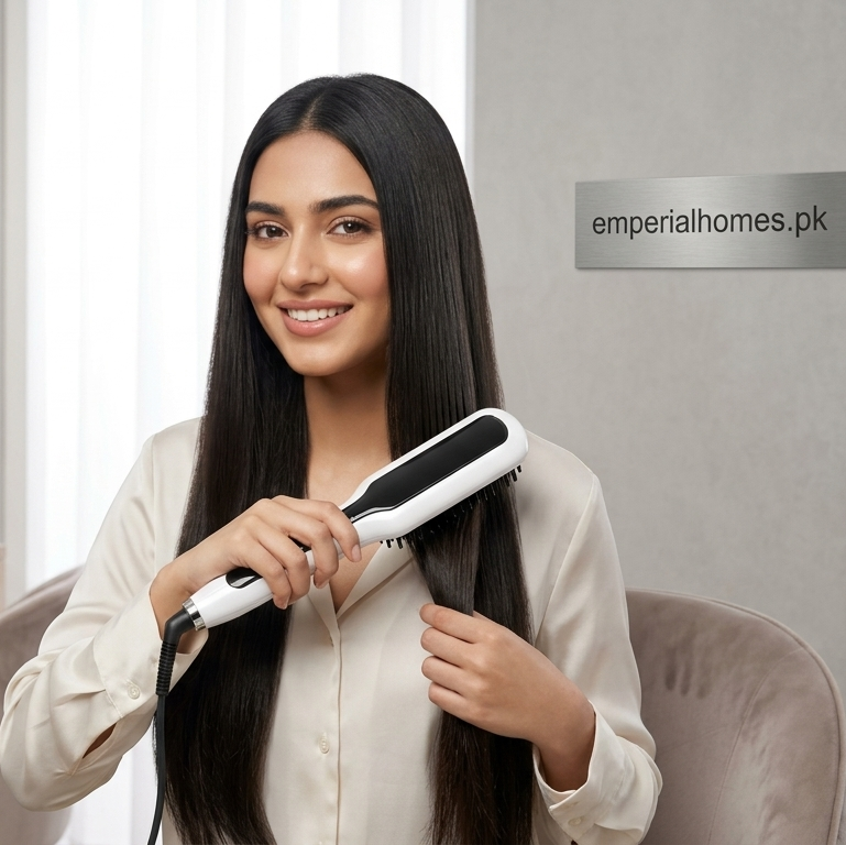 Hair Straightener with Comb – 2-in-1 Curler & Straightening Brush