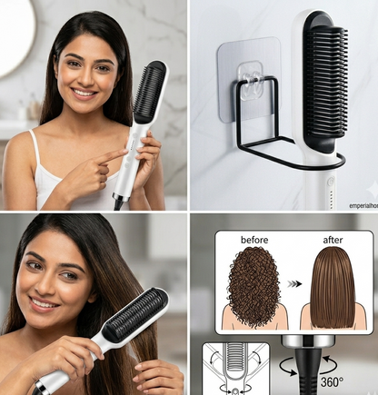Hair Straightener with Comb – 2-in-1 Curler & Straightening Brush