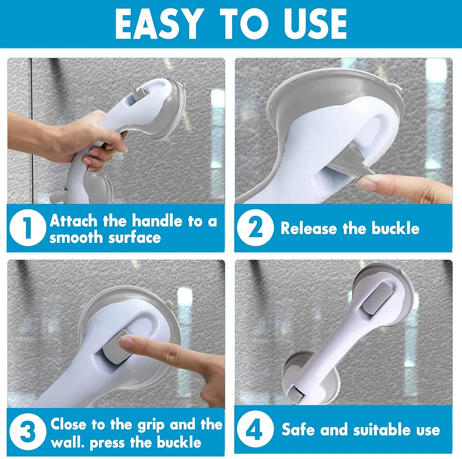 Premium Suction Grab Bar | Bathroom Safety Support Handle for Elderly & Kids