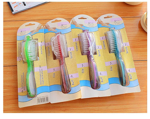 4 in 1 Pedicure Brush – Foot Scrubber, Pumice, Nail Cleaner & Callus File