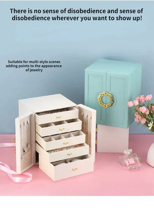 Multilayer Leather Drawer Jewellery Organizer