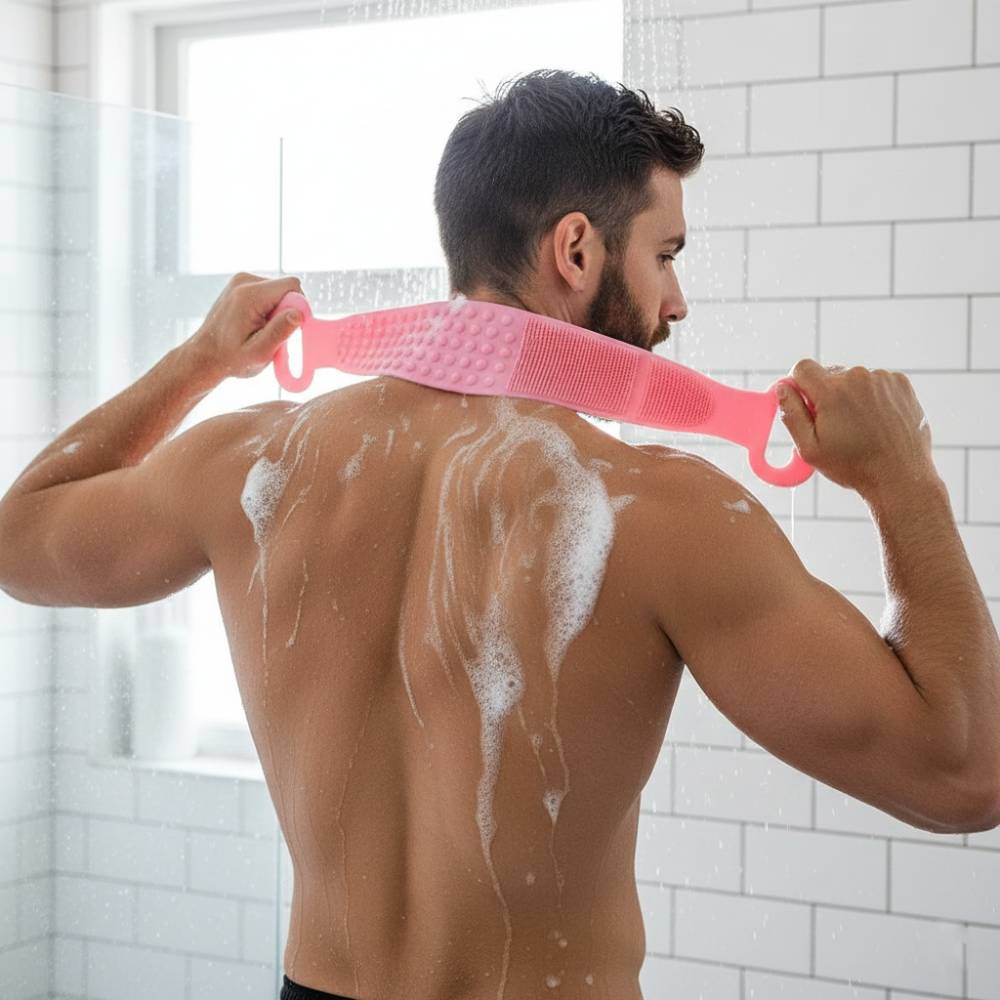 Silicone Shower Scrubber Belt – Double-Sided Exfoliating Back Scrubber