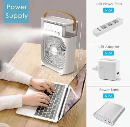 Portable Air Cooler Desk Fan with Water Spray – USB Mini Air Conditioner - Premium Quality