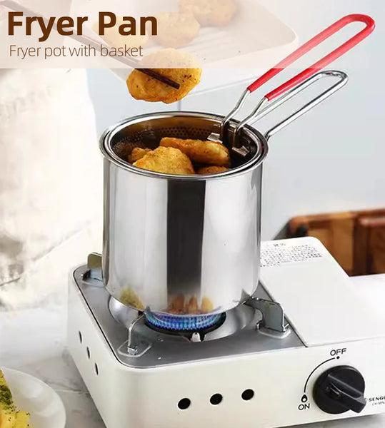 Stainless Steel Deep Frying Pot with Basket | Oil-Saving Fryer for Nuggets, Fries & Snacks (Imported)