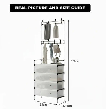 Multifunctional Shoe Storage Coat Rack - Floor-Standing Entryway Hanger and Simple Shoe Organizer
