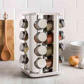 Stainless Steel 16 Pcs Jars Rotating Spice Jar Rack Set