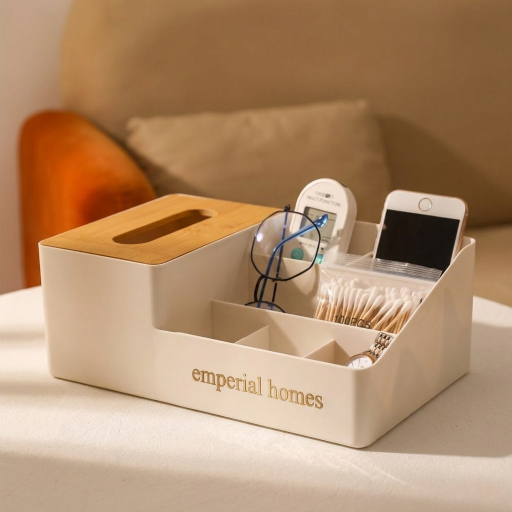 Multi-Functional 6-Grid Tissue Box & Desktop Organizer