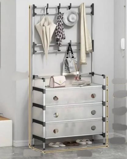 Multifunctional Shoe Storage Coat Rack - Floor-Standing Entryway Hanger and Simple Shoe Organizer