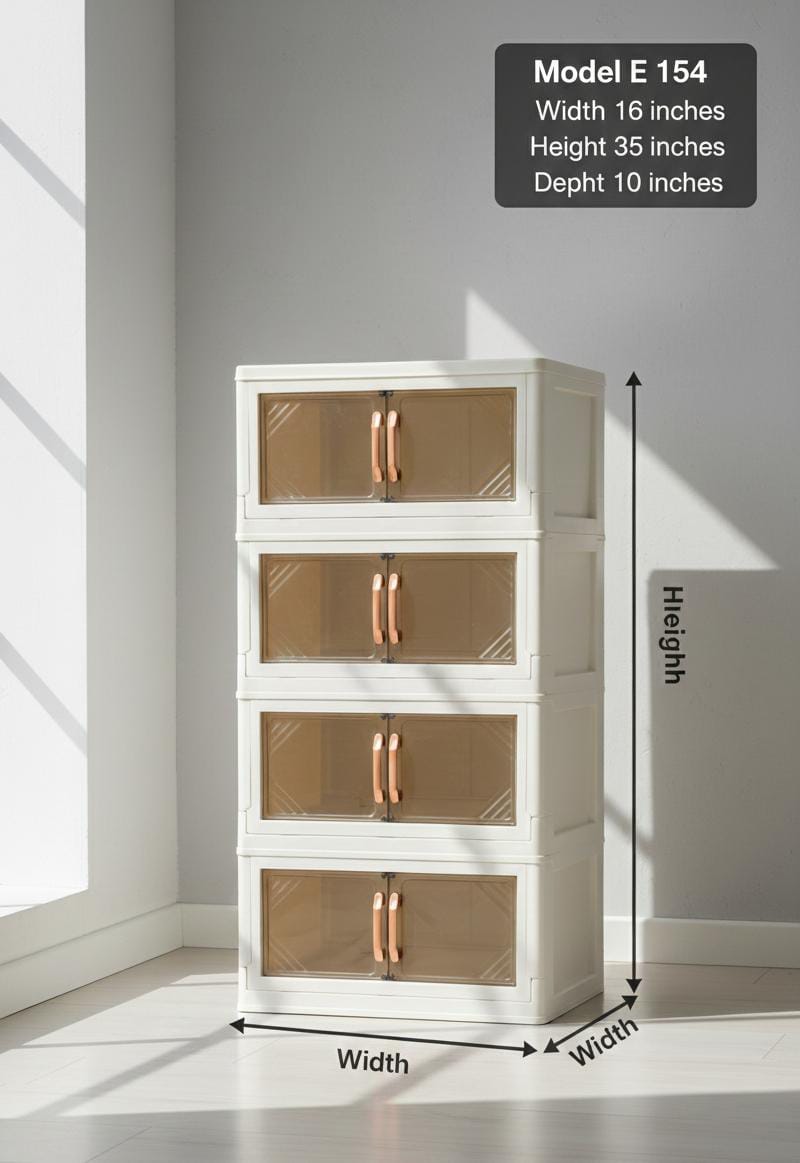 Modern Foldable Storage Transparent Cabinet with Wheels – Multi-Layer Plastic Wardrobe Organizer for Clothes, Toys & Home