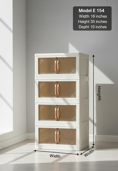 Modern Foldable Storage Transparent Cabinet with Wheels – Multi-Layer Plastic Wardrobe Organizer for Clothes, Toys & Home
