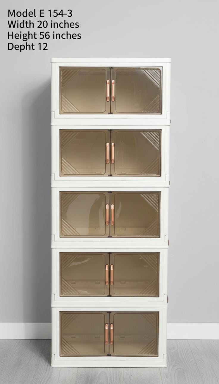 Modern Foldable Storage Transparent Cabinet with Wheels – Multi-Layer Plastic Wardrobe Organizer for Clothes, Toys & Home
