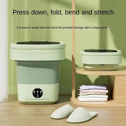 11L Folding Portable Washing Machine – Mini Ultrasonic Washer with Spin Dryer Basket