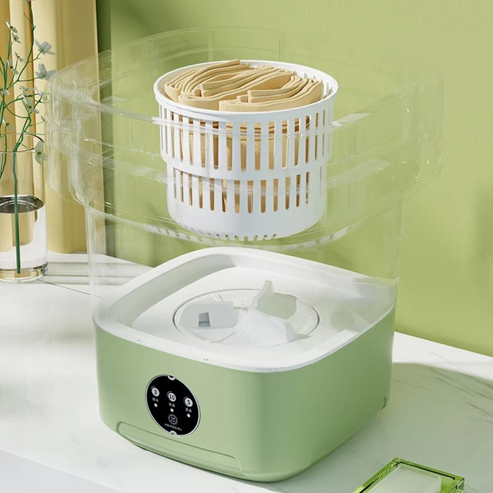 11L Folding Portable Washing Machine – Mini Ultrasonic Washer with Spin Dryer Basket