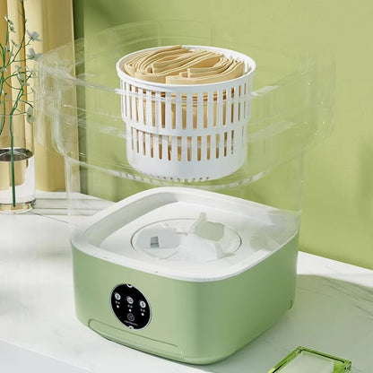 11L Folding Portable Washing Machine – Mini Ultrasonic Washer with Spin Dryer Basket