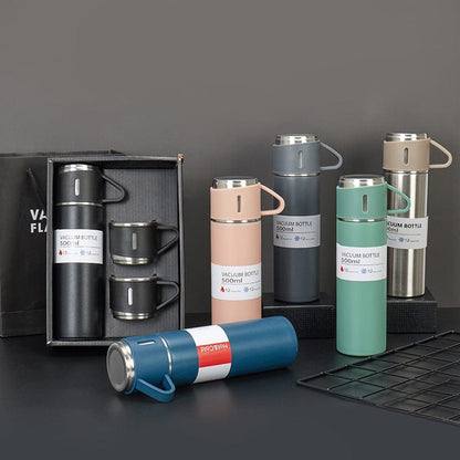 Stainless Steel Vacuum Flask 500ml – Double Wall Insulated Water Bottle Gift Set