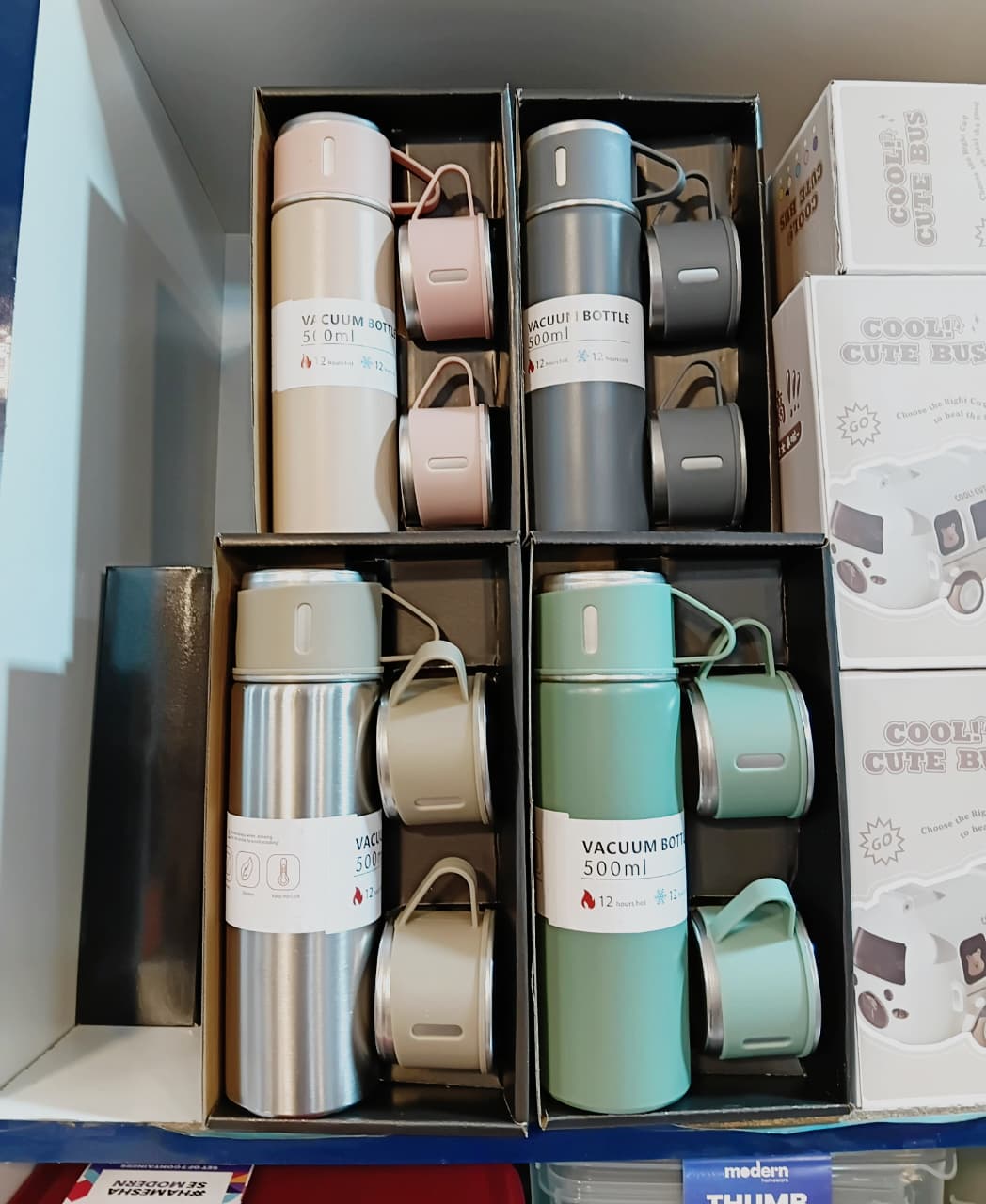 Stainless Steel Vacuum Flask 500ml – Double Wall Insulated Water Bottle Gift Set