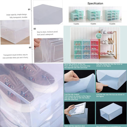 Transparent Foldable Shoe Storage Box (Stackable & Dust-Proof)