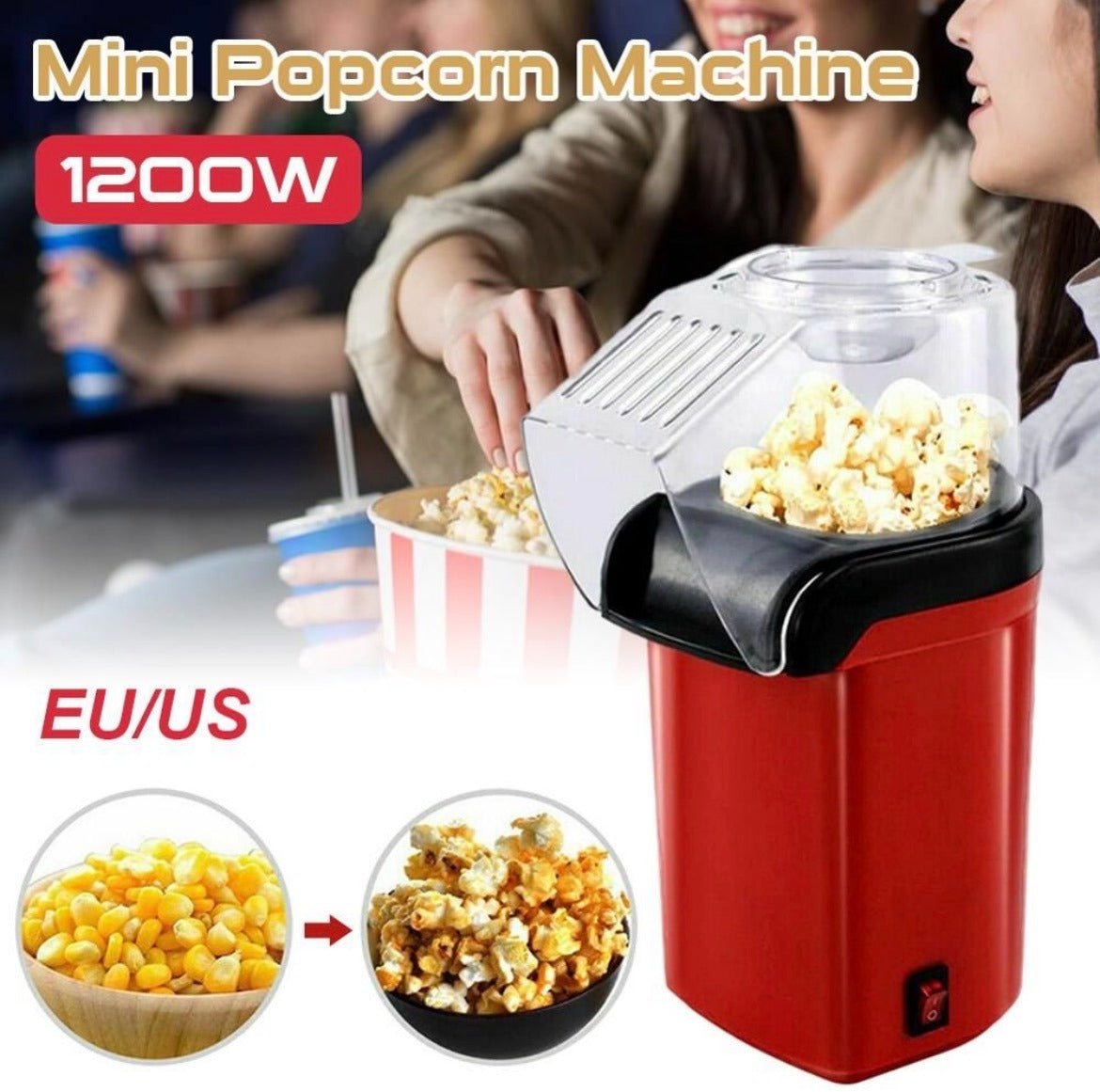 1200W Mini Electric Popcorn Maker Machine for Home