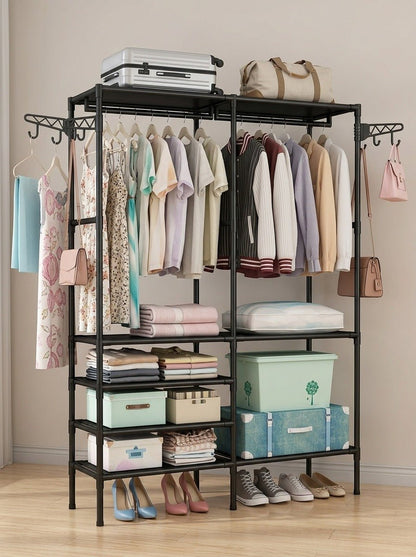 Multi-Functional Double-Row Garment Rack & Open Wardrobe Closet
