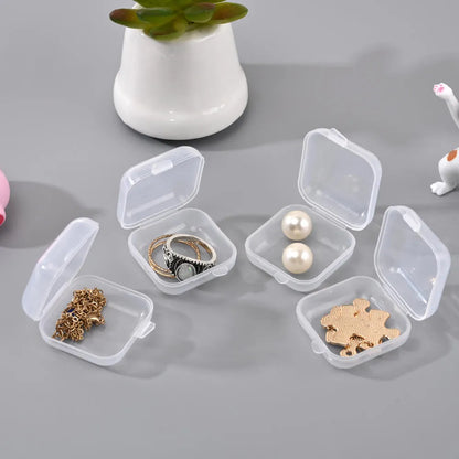 Pack of 10 Lightweight Jewelry storage box Secure Transparent plastic box Compact Square box for Travel Home organization Jewelry display Gift packaging Earring collection