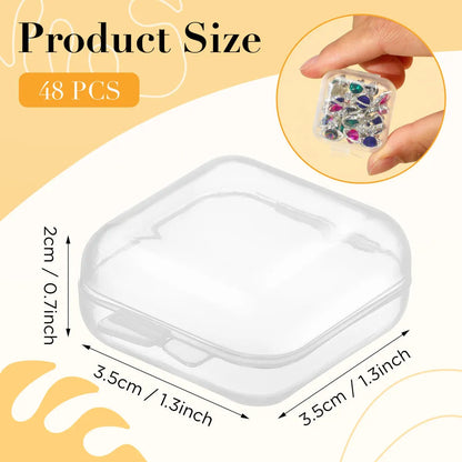 Pack of 10 Lightweight Jewelry storage box Secure Transparent plastic box Compact Square box for Travel Home organization Jewelry display Gift packaging Earring collection