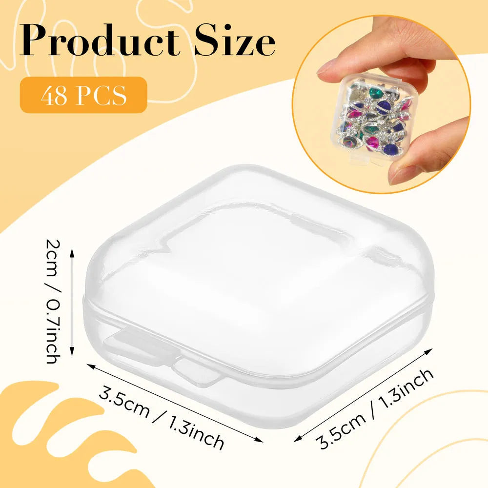 Pack of 10 Lightweight Jewelry storage box Secure Transparent plastic box Compact Square box for Travel Home organization Jewelry display Gift packaging Earring collection