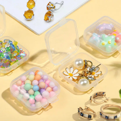 Pack of 10 Lightweight Jewelry storage box Secure Transparent plastic box Compact Square box for Travel Home organization Jewelry display Gift packaging Earring collection