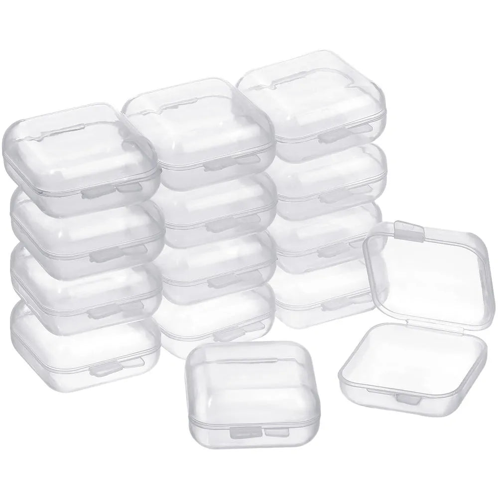 Pack of 10 Lightweight Jewelry storage box Secure Transparent plastic box Compact Square box for Travel Home organization Jewelry display Gift packaging Earring collection
