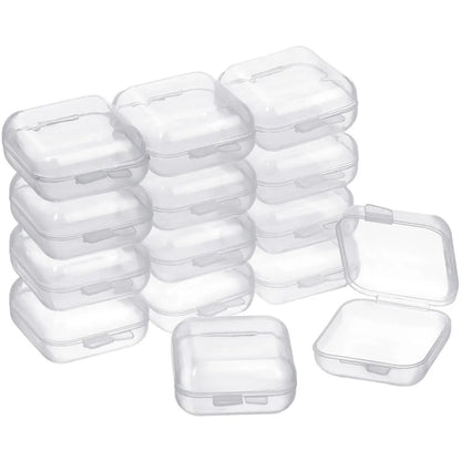 Pack of 10 Lightweight Jewelry storage box Secure Transparent plastic box Compact Square box for Travel Home organization Jewelry display Gift packaging Earring collection