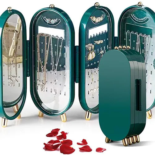 Acrylic Foldable Jewelry Storage Organizer – High Capacity Dust-Proof Box