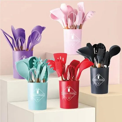 12 Pcs Silicone Kitchen Utensil Set – Heat Resistant, Non-Stick Spatula, Tongs & Cooking Tools