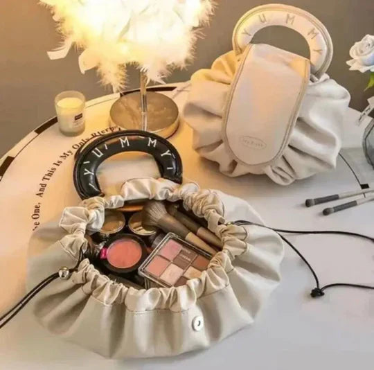 Lazy Makeup Bag with Handle | Drawstring Cosmetic Pouch for Women & Girls