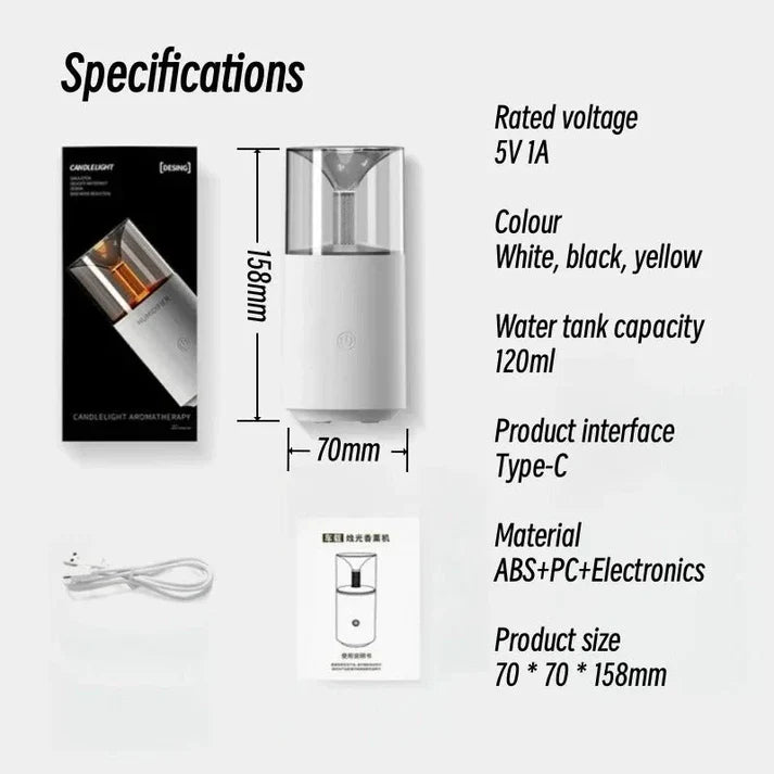 Candle Light Electric Humidifier | Flame Effect Aroma Diffuser for Home & Office