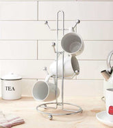 Chrome Metal 6-Cup Holder – Sturdy & Space-Saving