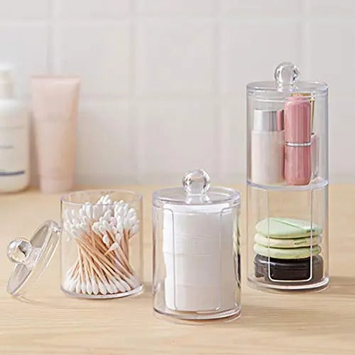 Bamboo Makeup Cotton Swabs Organizer – Eco-Friendly Storage Box with Lid