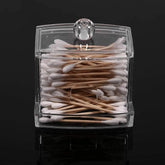 Acrylic Cotton Swabs Storage Holder Box – Transparent Makeup Organizer with Lid
