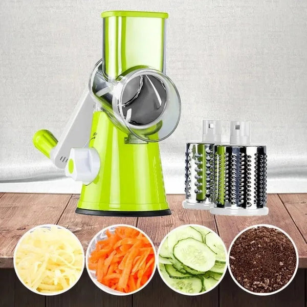 3 in 1 Vegetable Cutter – Multifunctional Rotary Drum Slicer, Cheese Grater & Peeler