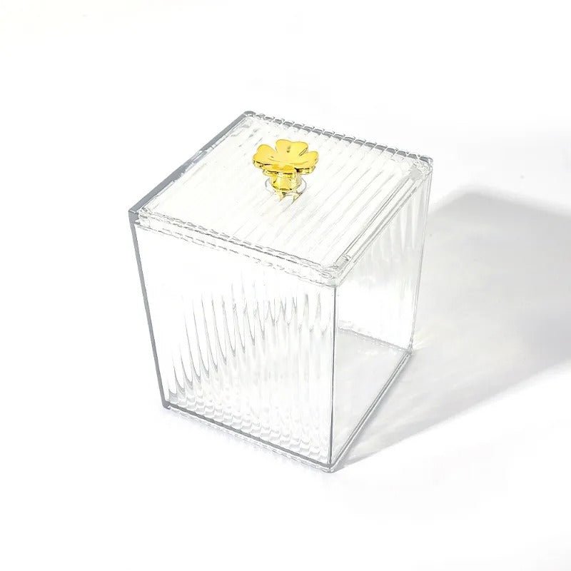 Makeup Cotton Pad & Swabs Storage Holder – Transparent Acrylic Organizer Box