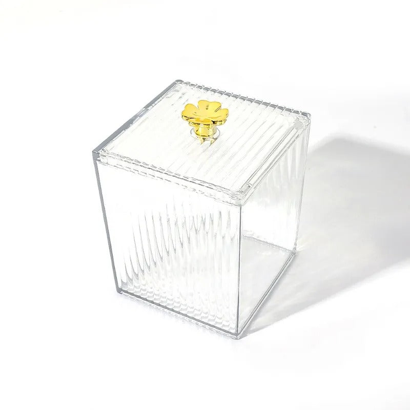 Makeup Cotton Pad & Swabs Storage Holder – Transparent Acrylic Organizer Box