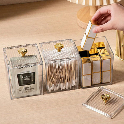 Makeup Cotton Pad & Swabs Storage Holder – Transparent Acrylic Organizer Box