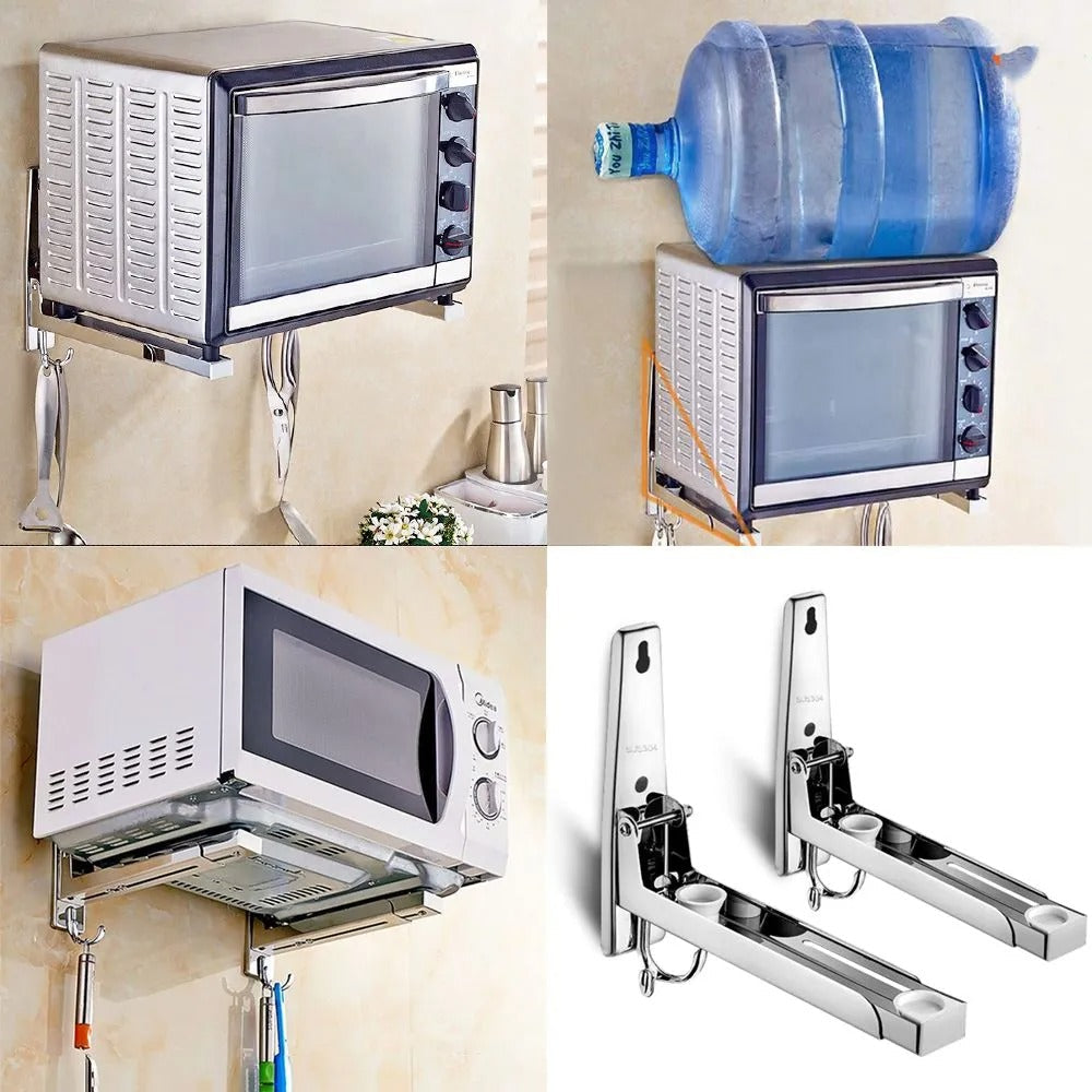 Microwave Oven Stand with 2 Hooks – Kitchen Storage & Organizer