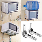 Microwave Oven Stand with 2 Hooks – Kitchen Storage & Organizer