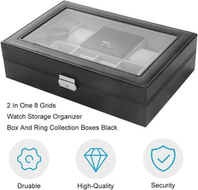 8-Slot PU Leather Watch Box – Elegant Watch Storage & Organizer