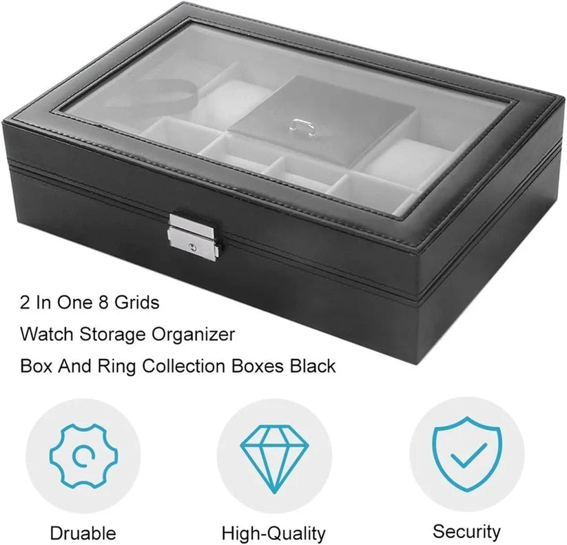 8-Slot PU Leather Watch Box – Elegant Watch Storage & Organizer
