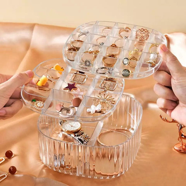 Transparent Crystal Jewelry Organizer – Elegant Storage Box for Rings, Earrings & Accessories