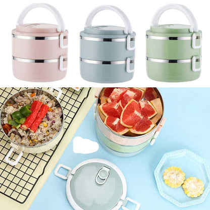 Stainless Steel Layered Lunch Box – Portable & Durable Food Storage