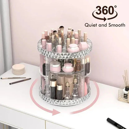 Luxury 360° Rotating Cosmetic Organizer | Adjustable Acrylic Makeup & Skincare Storage